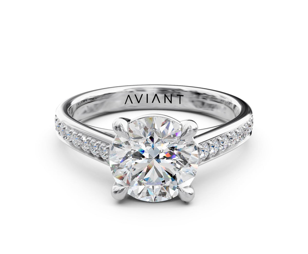 Harper French Pavé engagement ring in 14k white gold