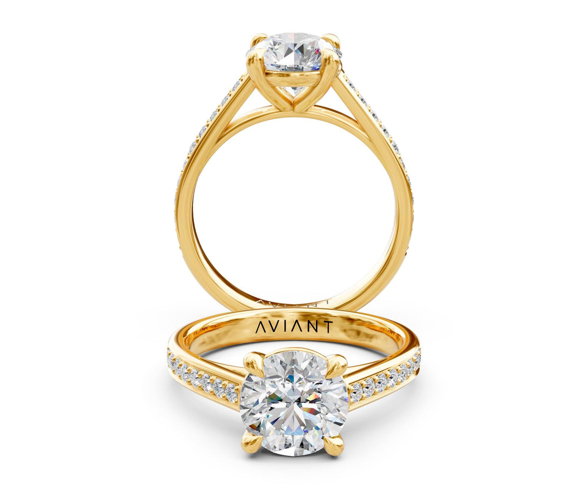 Harper French Pavé engagement ring in 14k yellow gold
