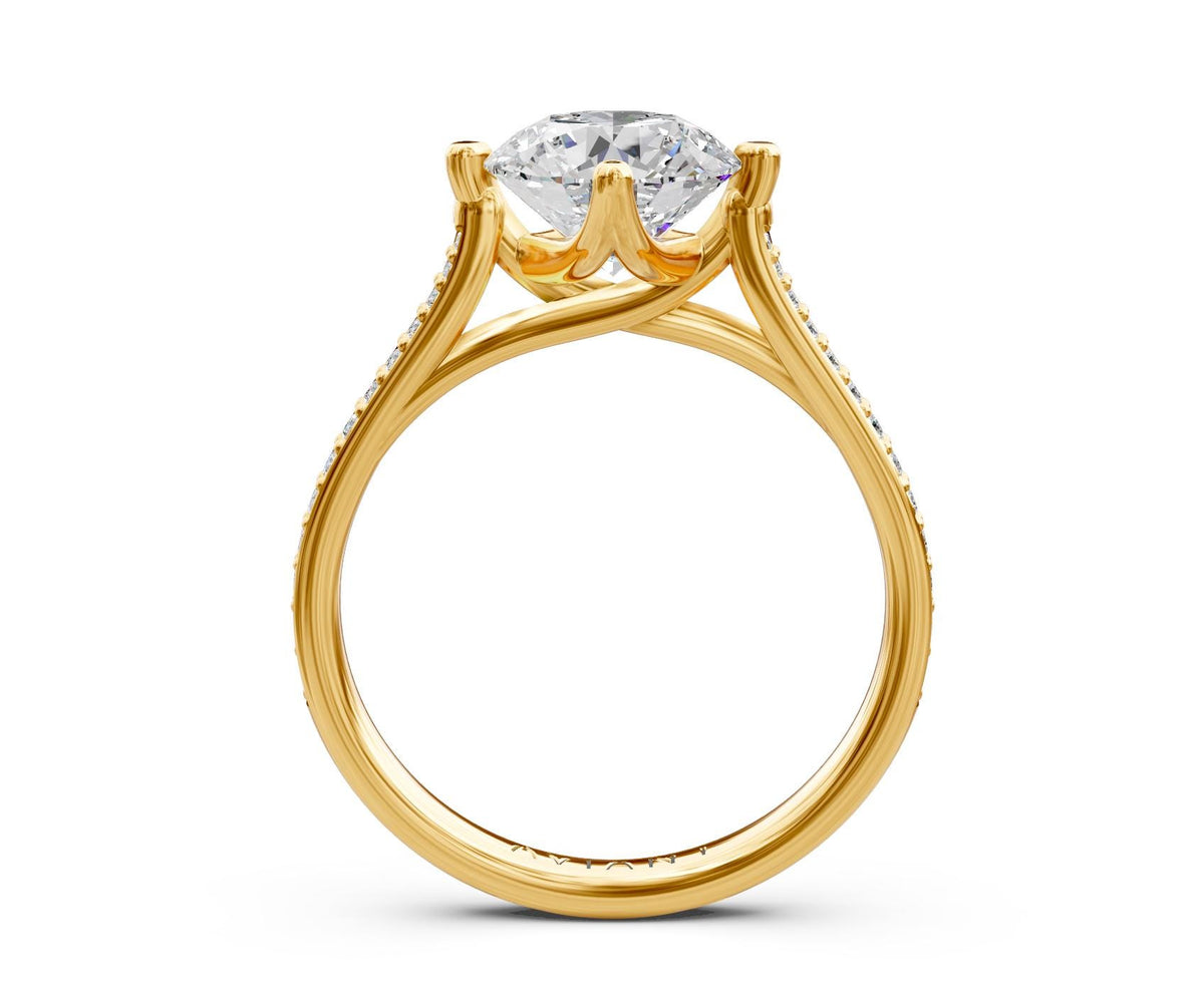 Adeline French Pavé engagement ring in 14k yellow gold