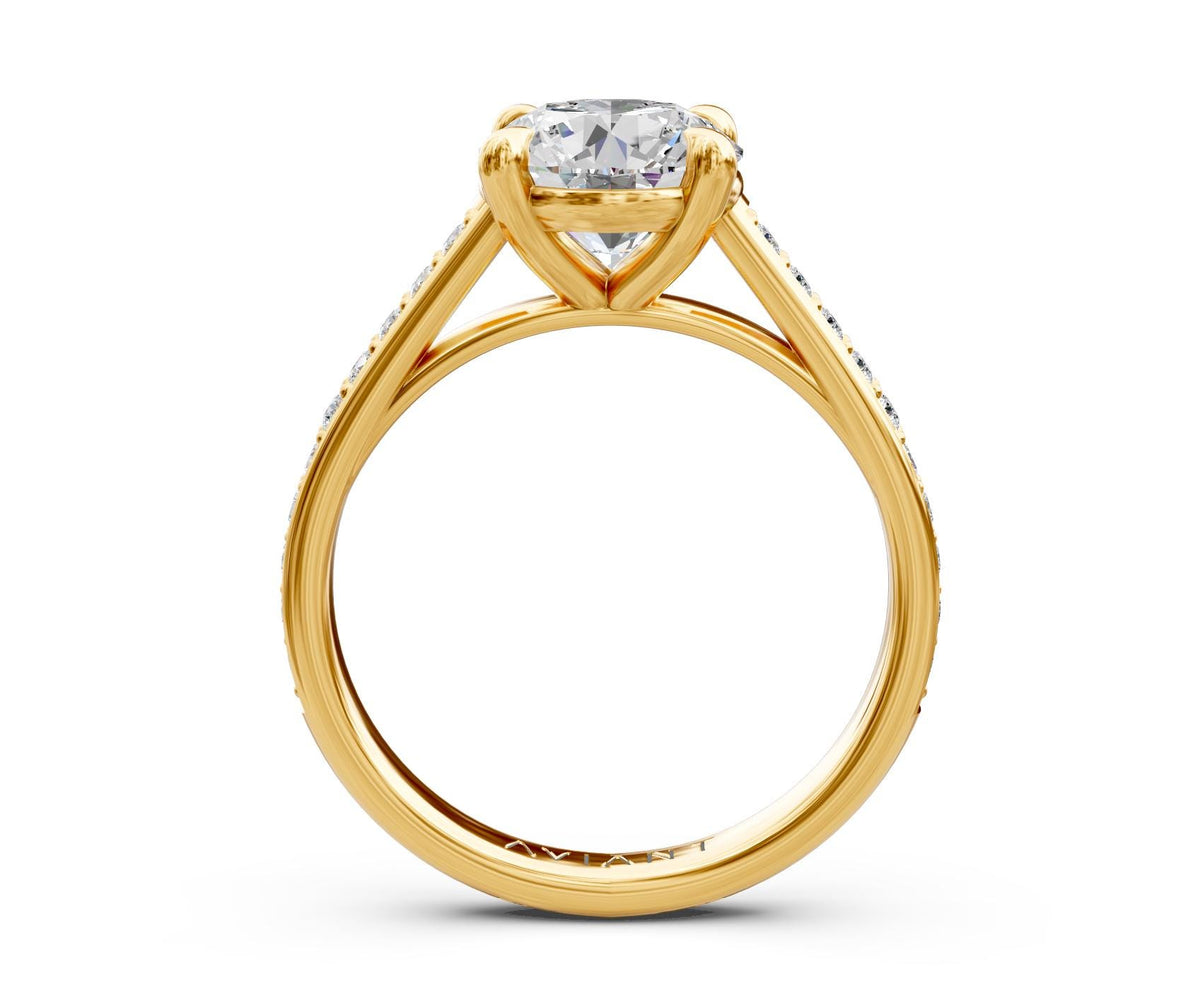 Harper French Pavé engagement ring in 14k yellow gold