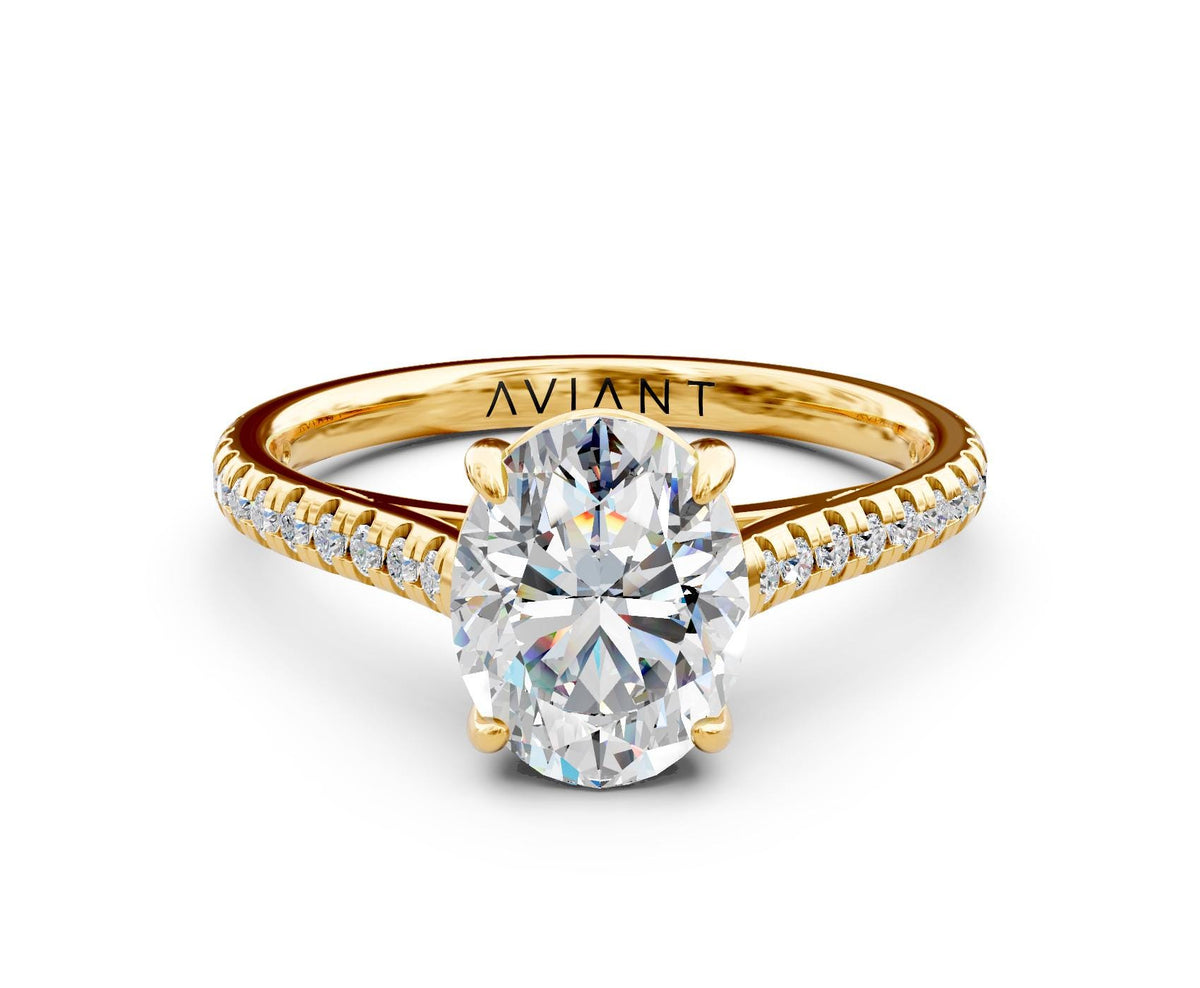 Lena French Pavé engagement ring in 14k yellow gold