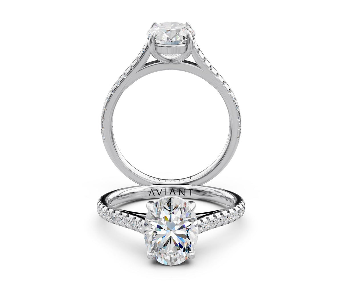 Lena French Pavé engagement ring in 14k white gold