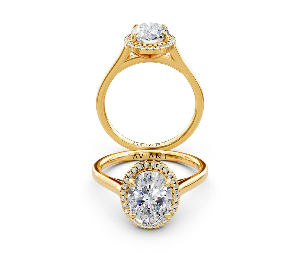 Dahlia Halo engagement ring in 14k yellow gold