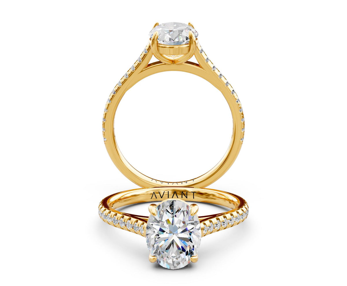 Lena French Pavé engagement ring in 14k yellow gold