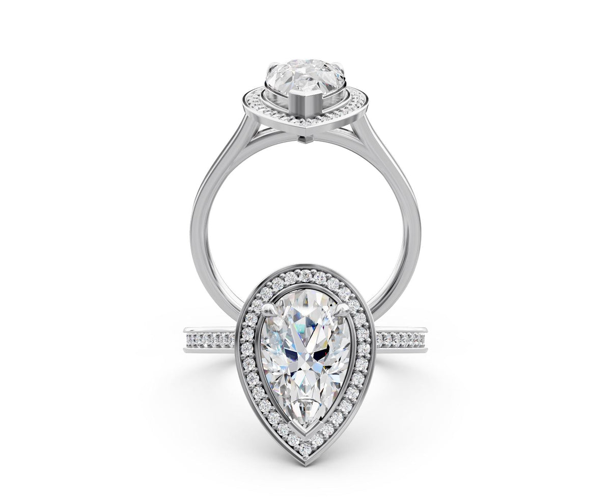 Eleanor Halo engagement ring in 14k white gold