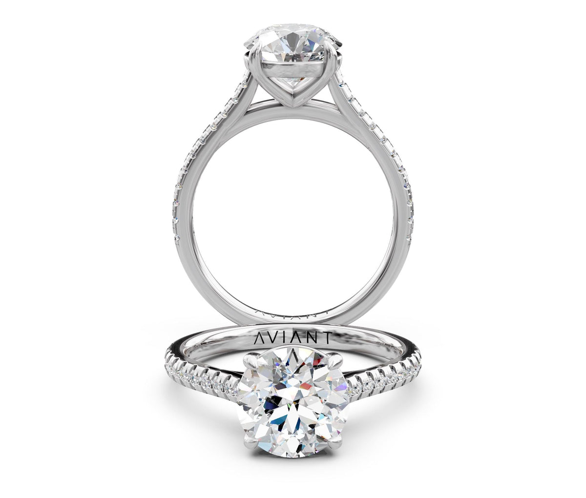 Margot French Pavé engagement ring in 14k white gold