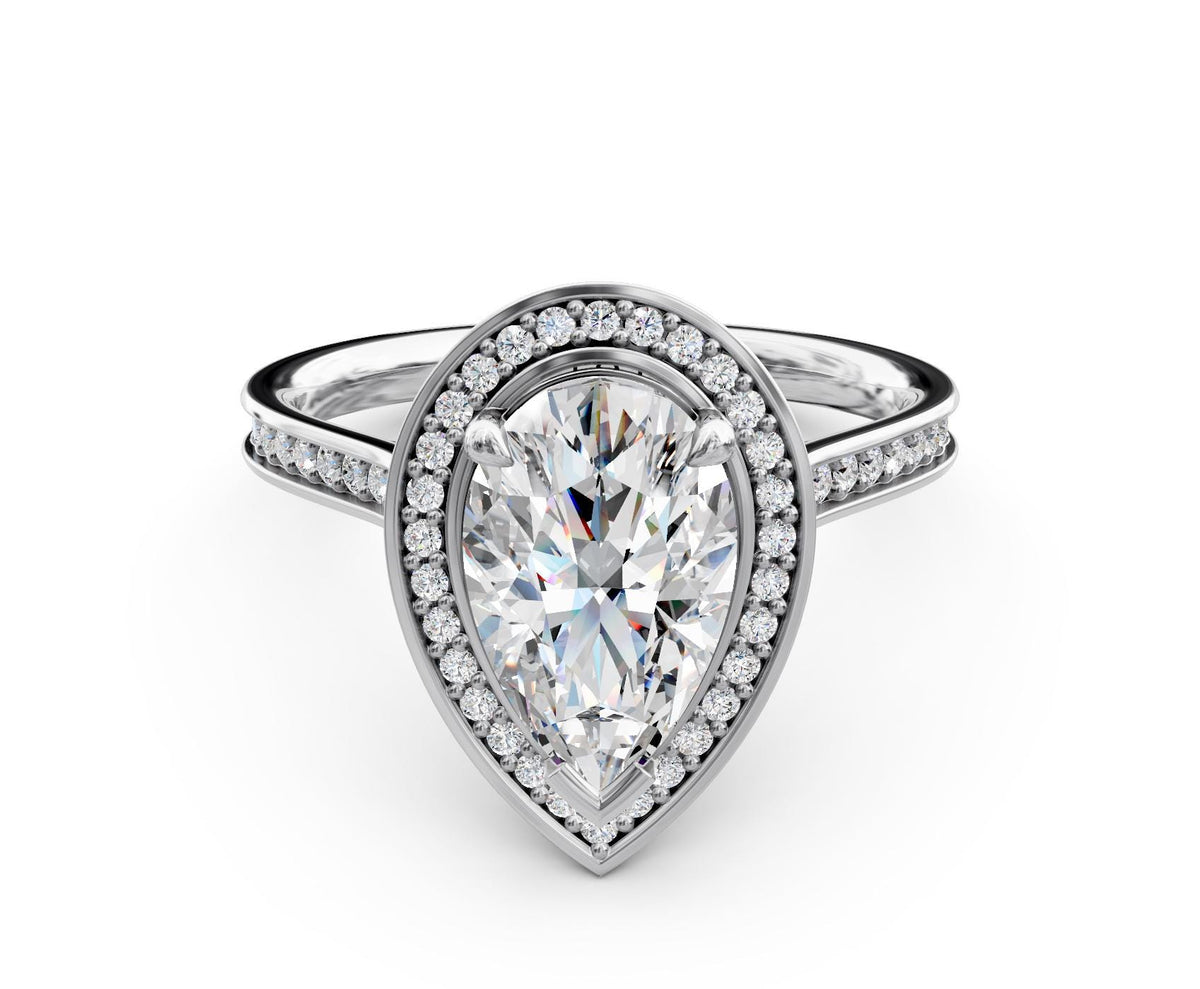 Eleanor Halo engagement ring in 14k white gold