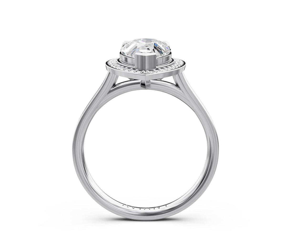 Eleanor Halo engagement ring in 14k white gold