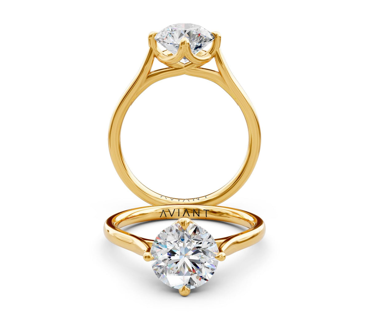 Gemma Solitaire engagement ring in 14k yellow gold