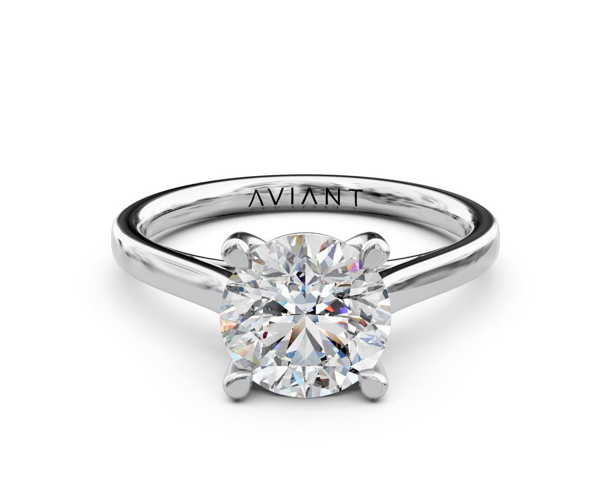 Elodie Solitaire engagement ring in 14k white gold