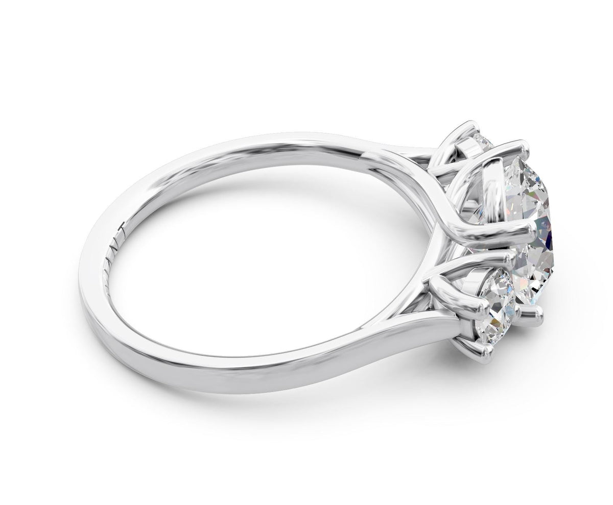 Valentina Three-Stone engagement ring in 14k white gold