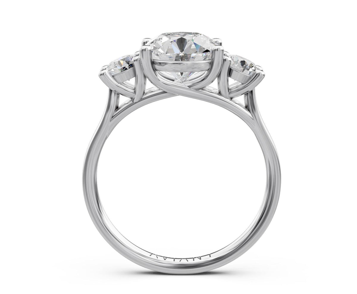 Valentina Three-Stone engagement ring in 14k white gold