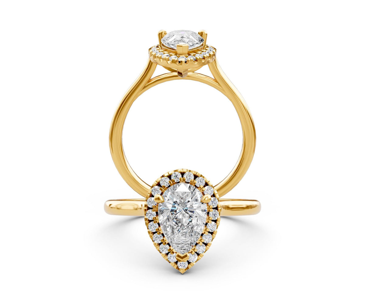 Amelia Halo engagement ring in 14k yellow gold