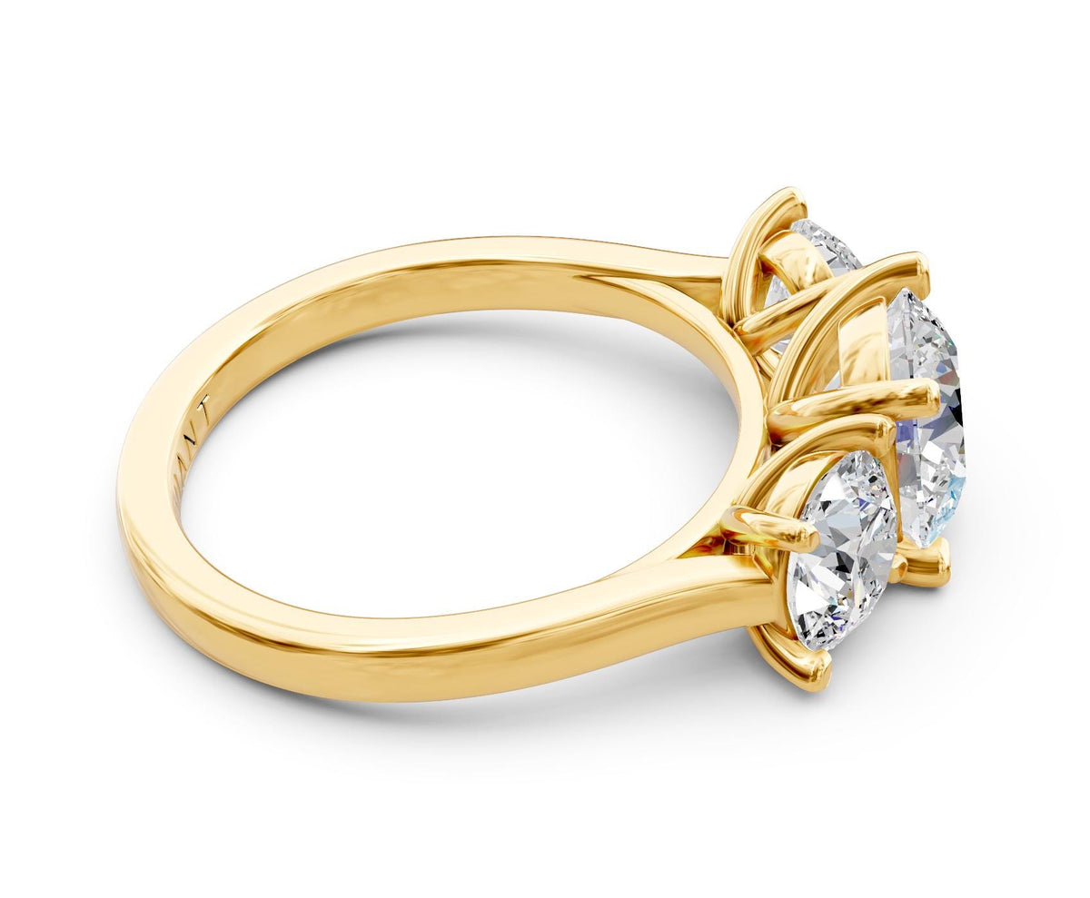 Cecilia Three-Stone engagement ring in 14k yellow gold