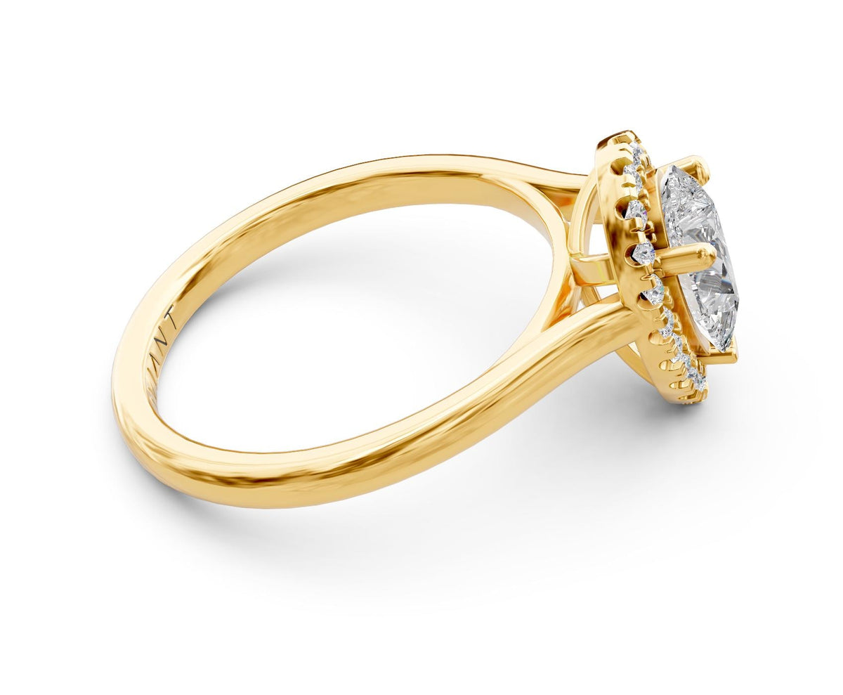 Amelia Halo engagement ring in 14k yellow gold