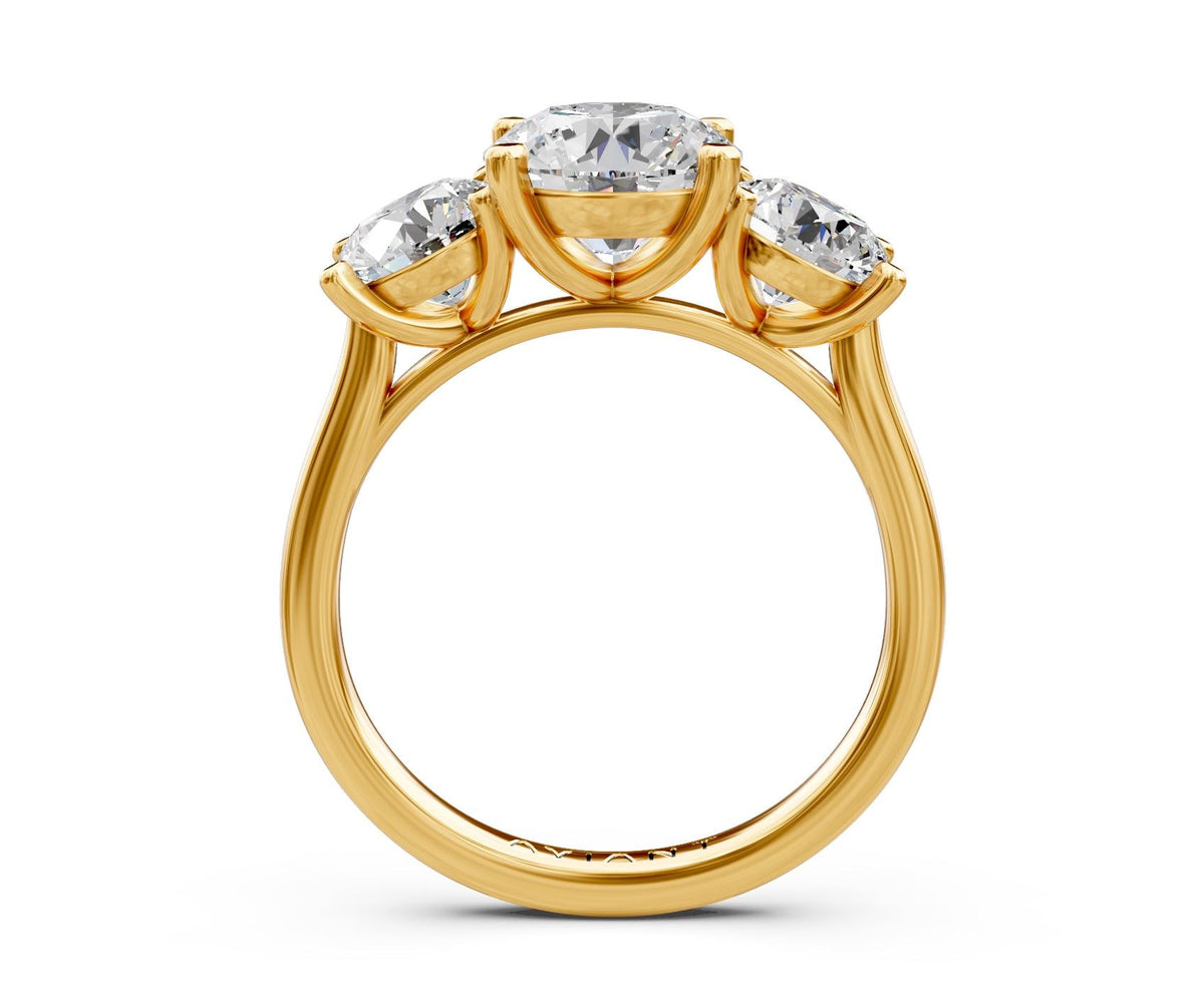 Cecilia Three-Stone engagement ring in 14k yellow gold