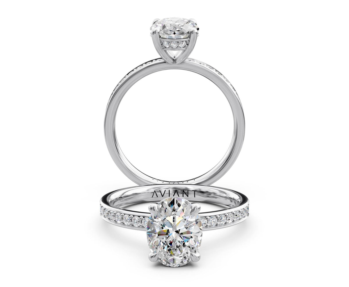 Aurora French Pavé engagement ring in 14k white gold