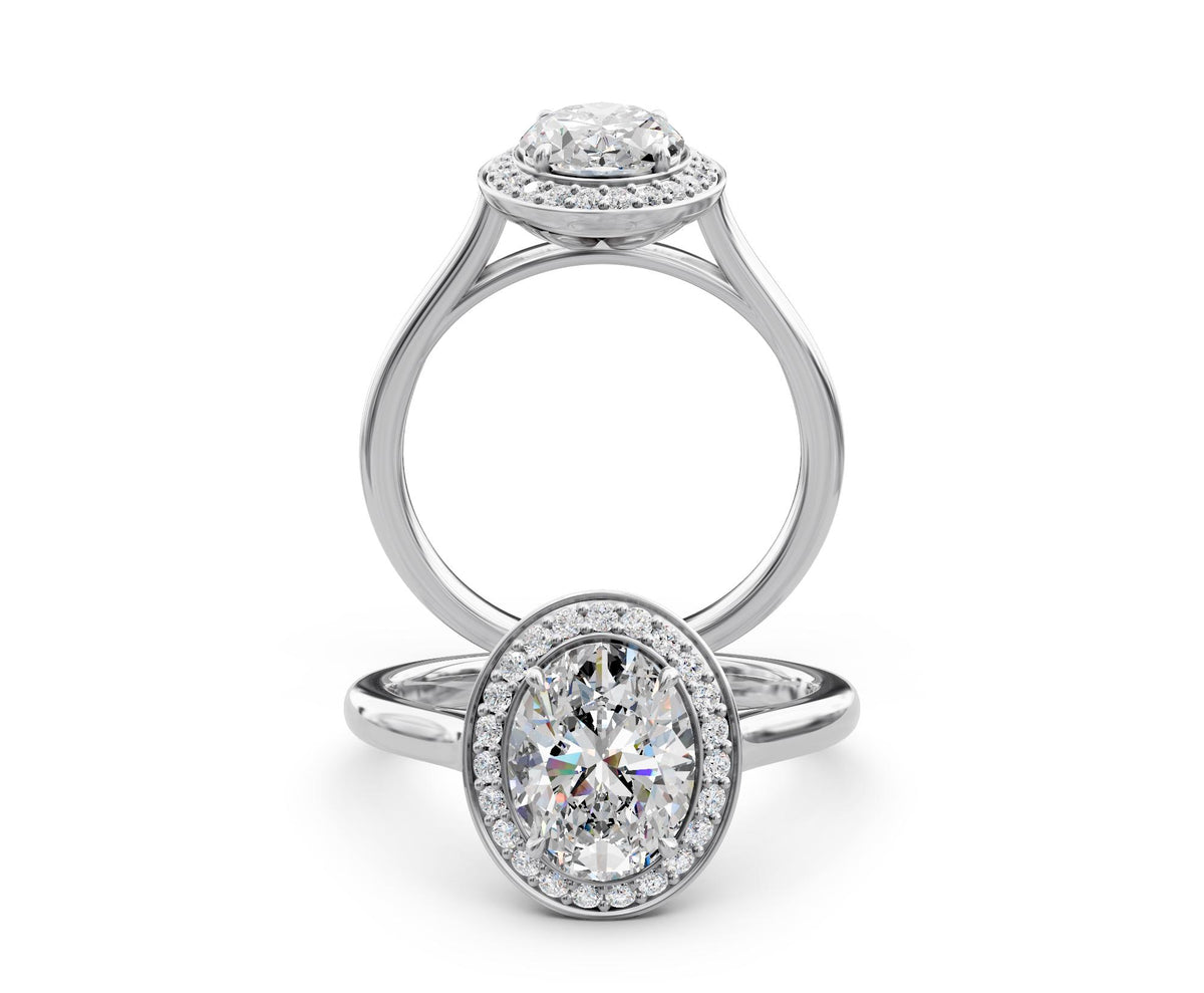 Ophelia Halo engagement ring in 14k white gold
