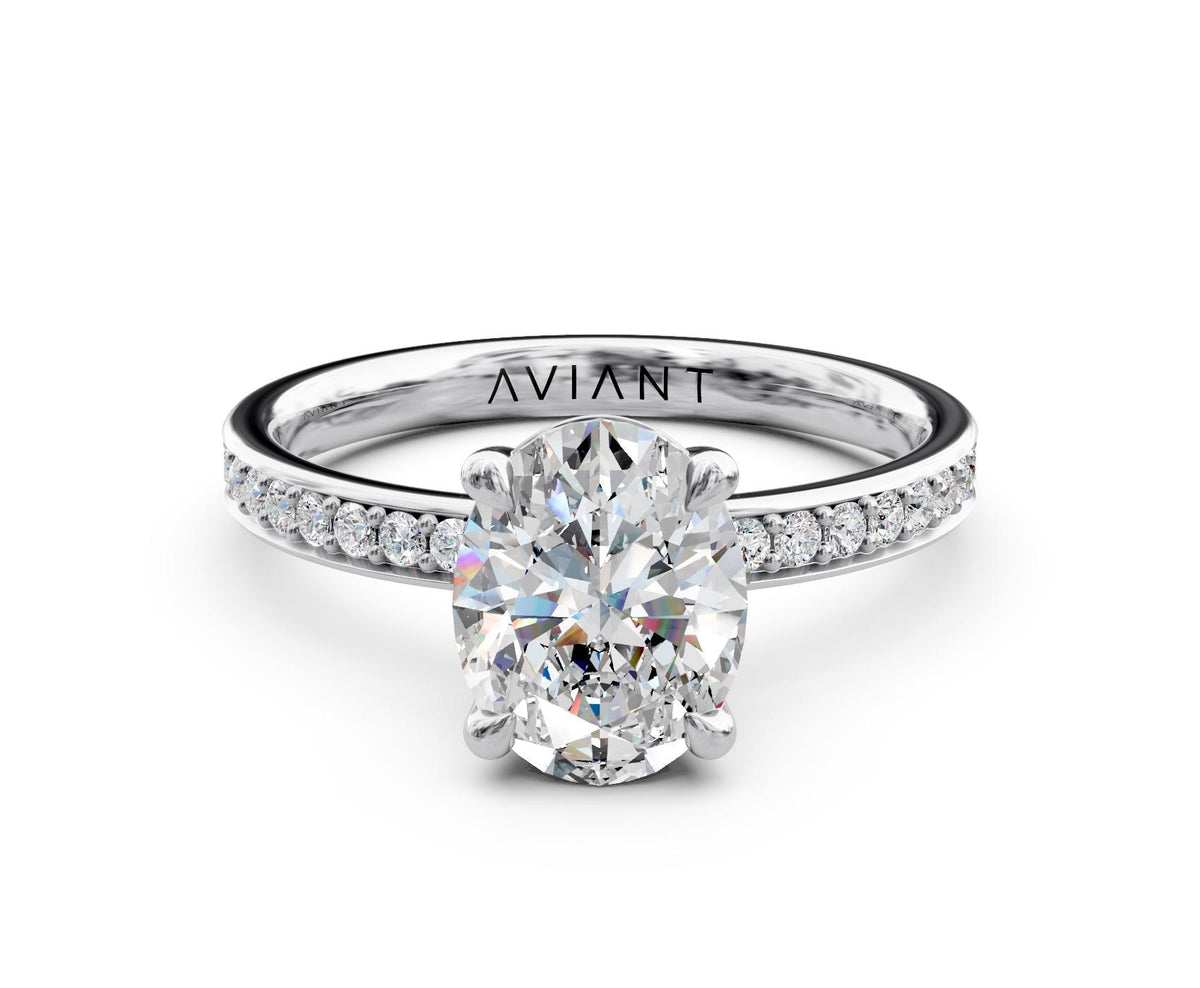 Aurora French Pavé engagement ring in 14k white gold