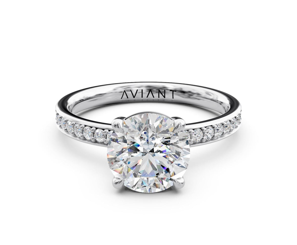 Camille French Pavé engagement ring in 14k white gold