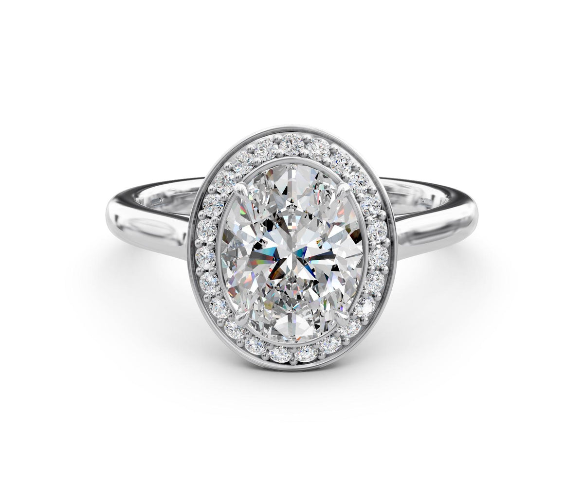 Ophelia Halo engagement ring in 14k white gold