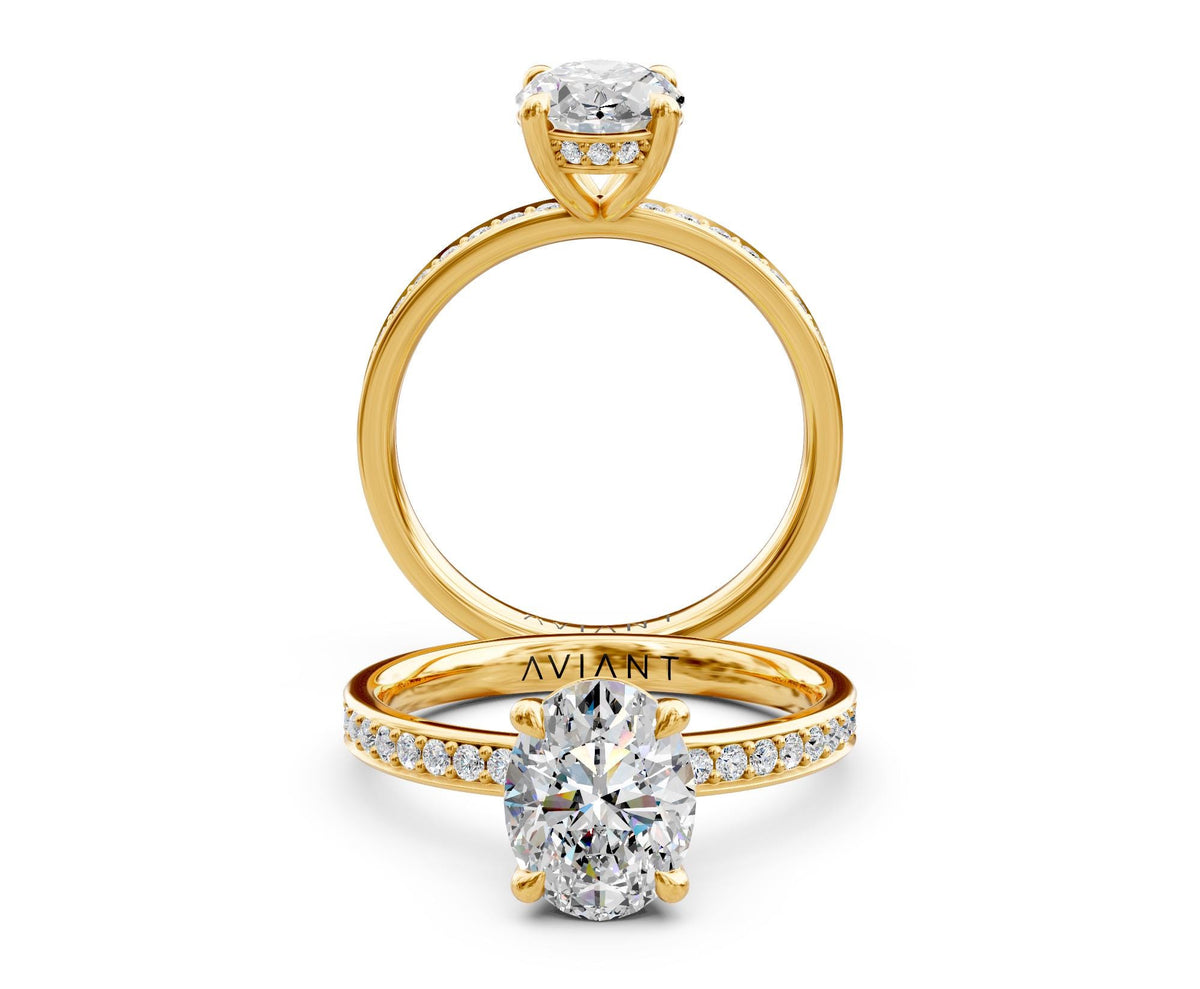 Aurora French Pavé engagement ring in 14k yellow gold