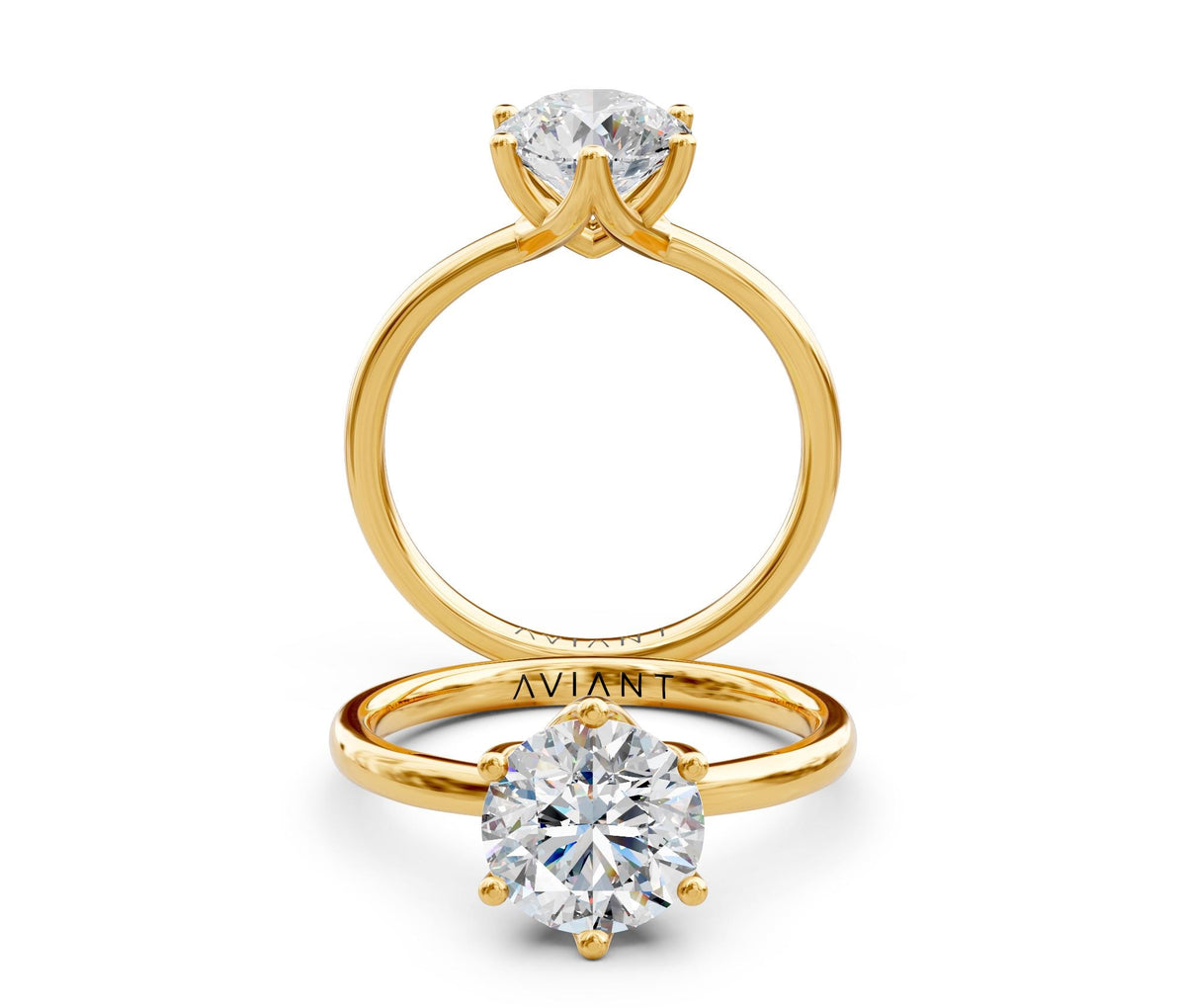 Clara Solitaire engagement ring in 14k yellow gold