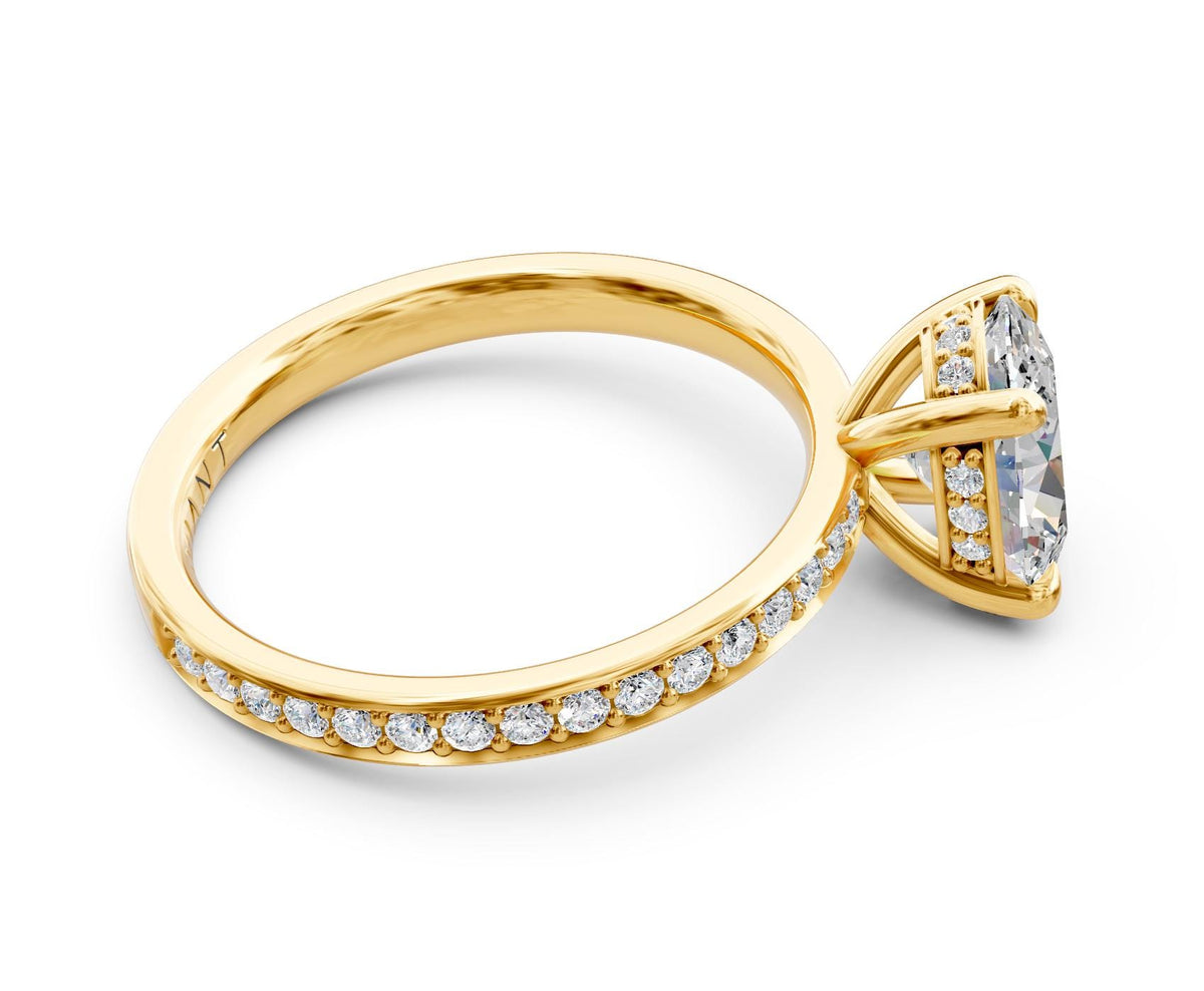 Aurora French Pavé engagement ring in 14k yellow gold
