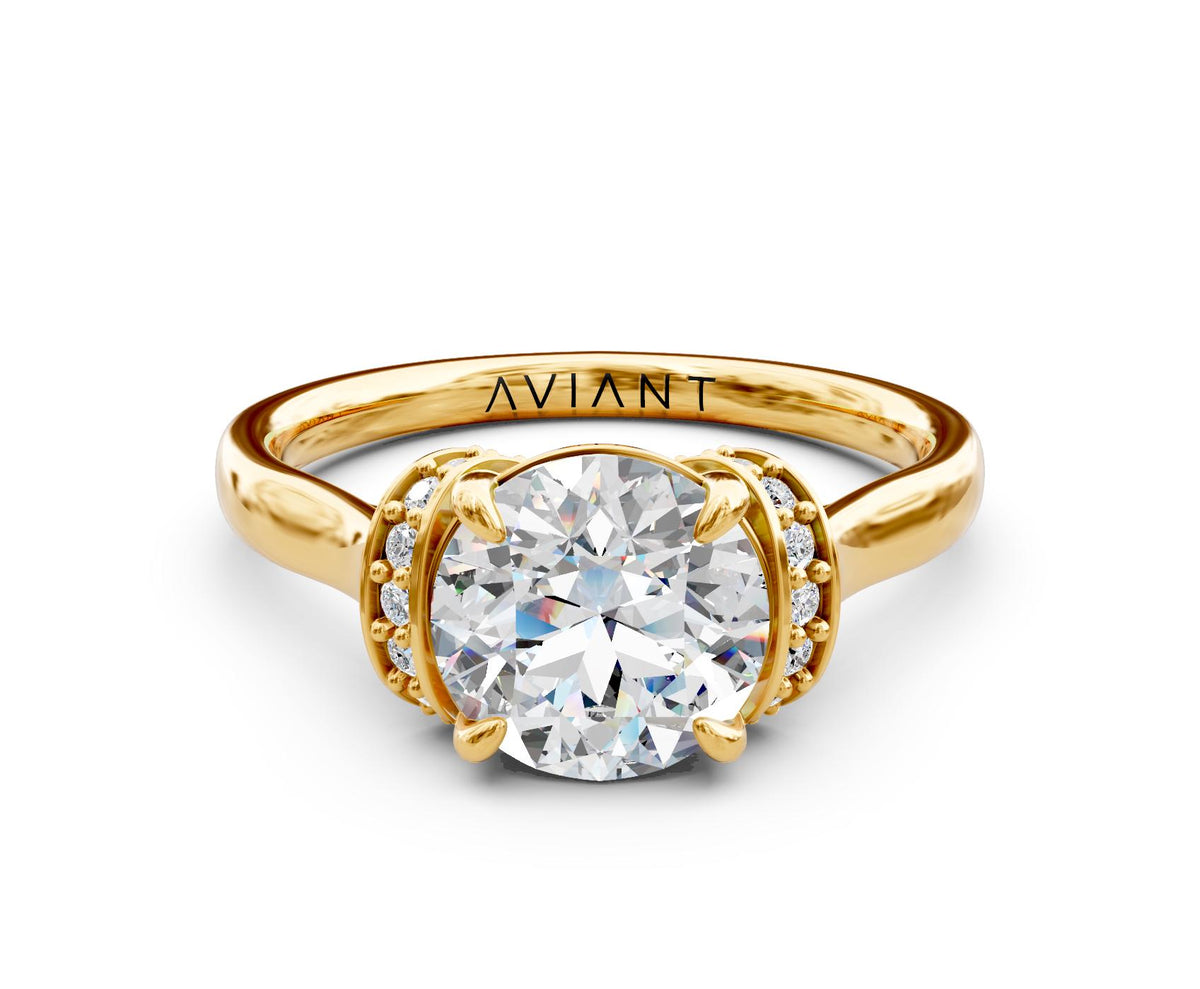 Lucia Halo engagement ring in 14k yellow gold