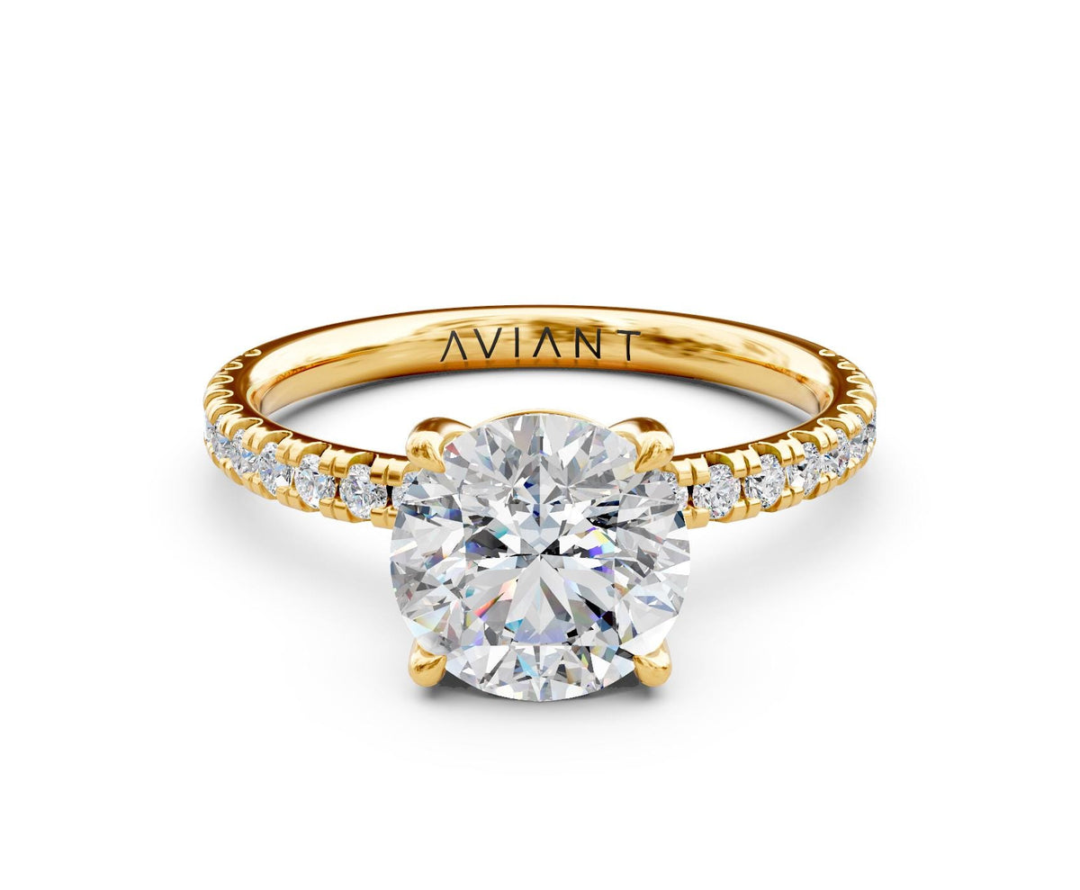Serena French Pavé engagement ring in 14k yellow gold