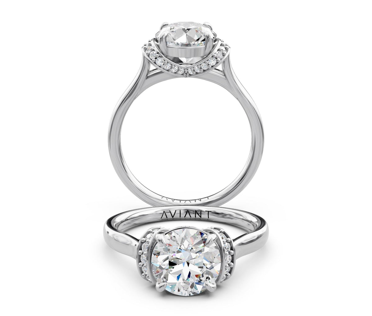 Lucia Halo engagement ring in 14k white gold