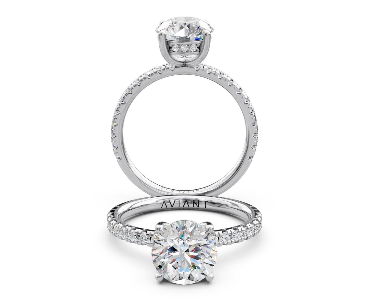 Serena French Pavé engagement ring in 14k white gold