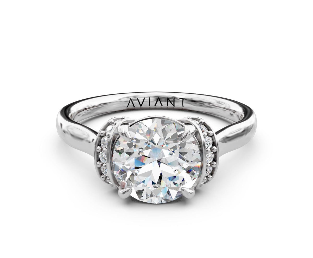 Lucia Halo engagement ring in 14k white gold