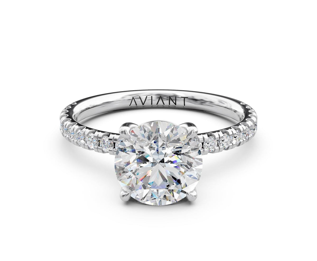 Serena French Pavé engagement ring in 14k white gold