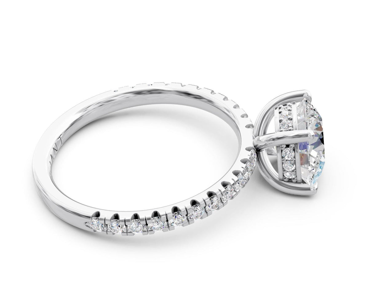 Serena French Pavé engagement ring in 14k white gold