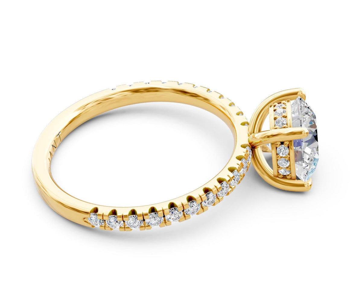 Serena French Pavé engagement ring in 14k yellow gold