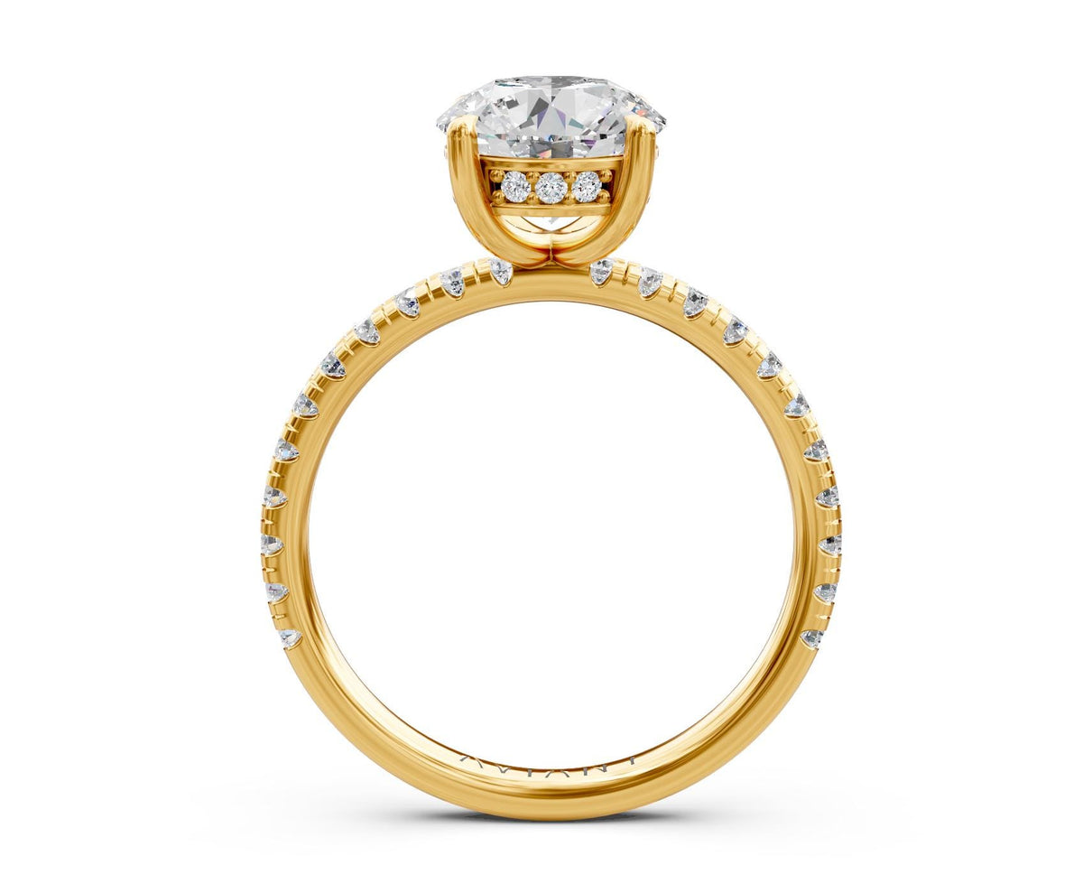 Serena French Pavé engagement ring in 14k yellow gold