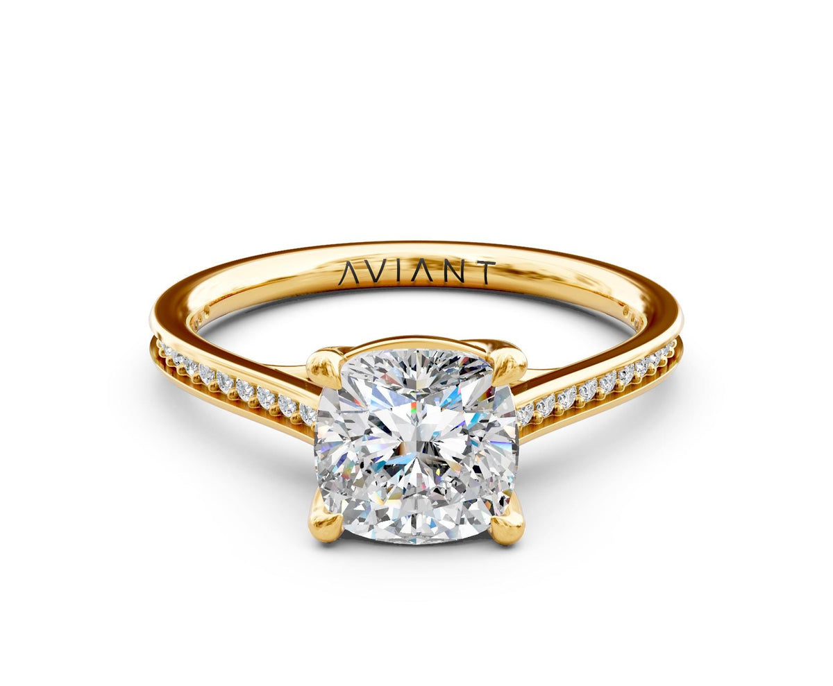 Olivia French Pavé engagement ring in 14k yellow gold