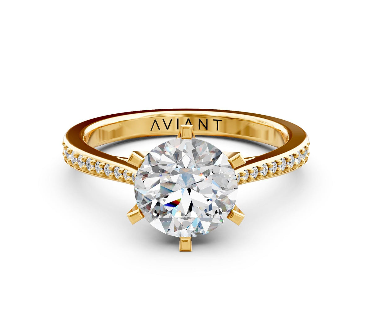 Estelle French Pavé engagement ring in 14k yellow gold