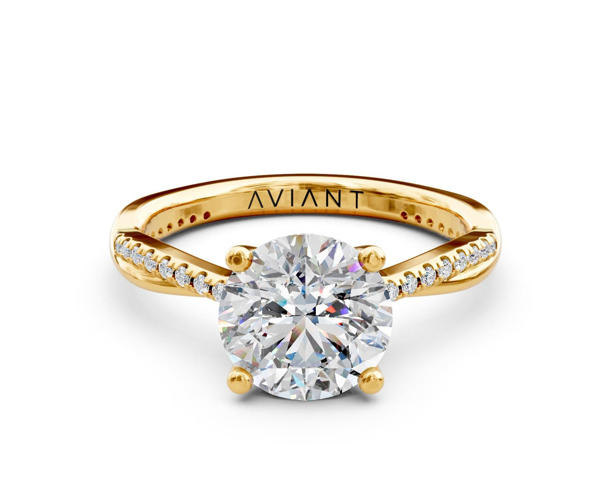 Daphne French Pavé engagement ring in 14k yellow gold