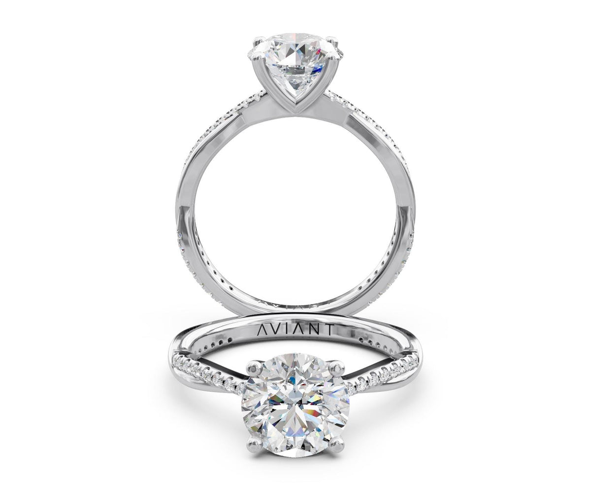 Daphne French Pavé engagement ring in 14k white gold