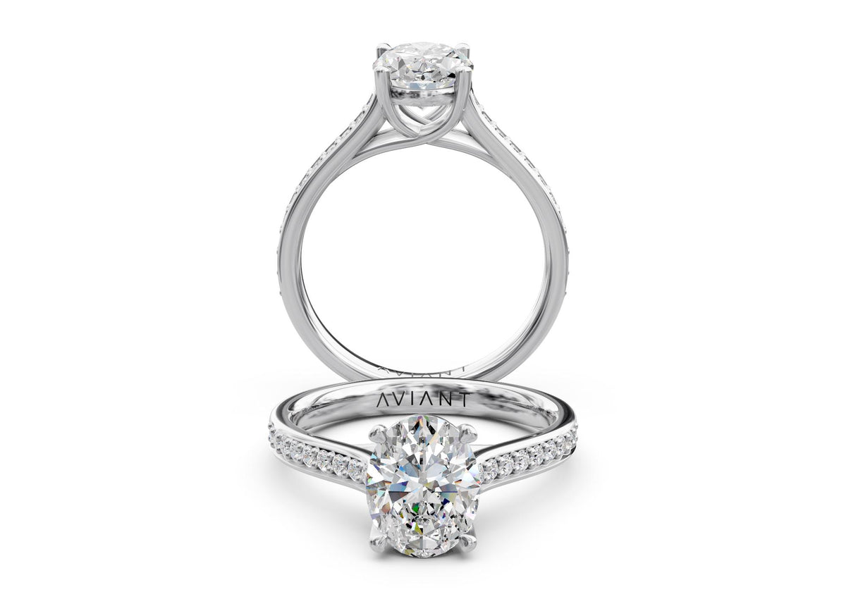 Sabrina French Pavé engagement ring in 14k white gold