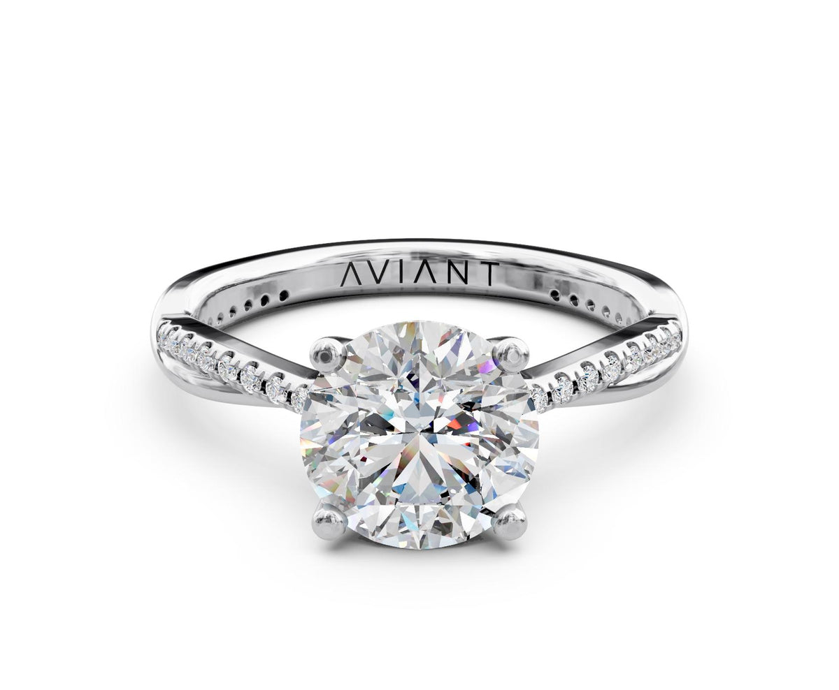 Daphne French Pavé engagement ring in 14k white gold