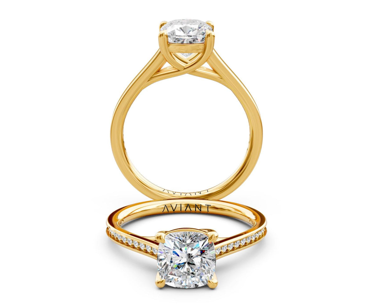 Olivia French Pavé engagement ring in 14k yellow gold