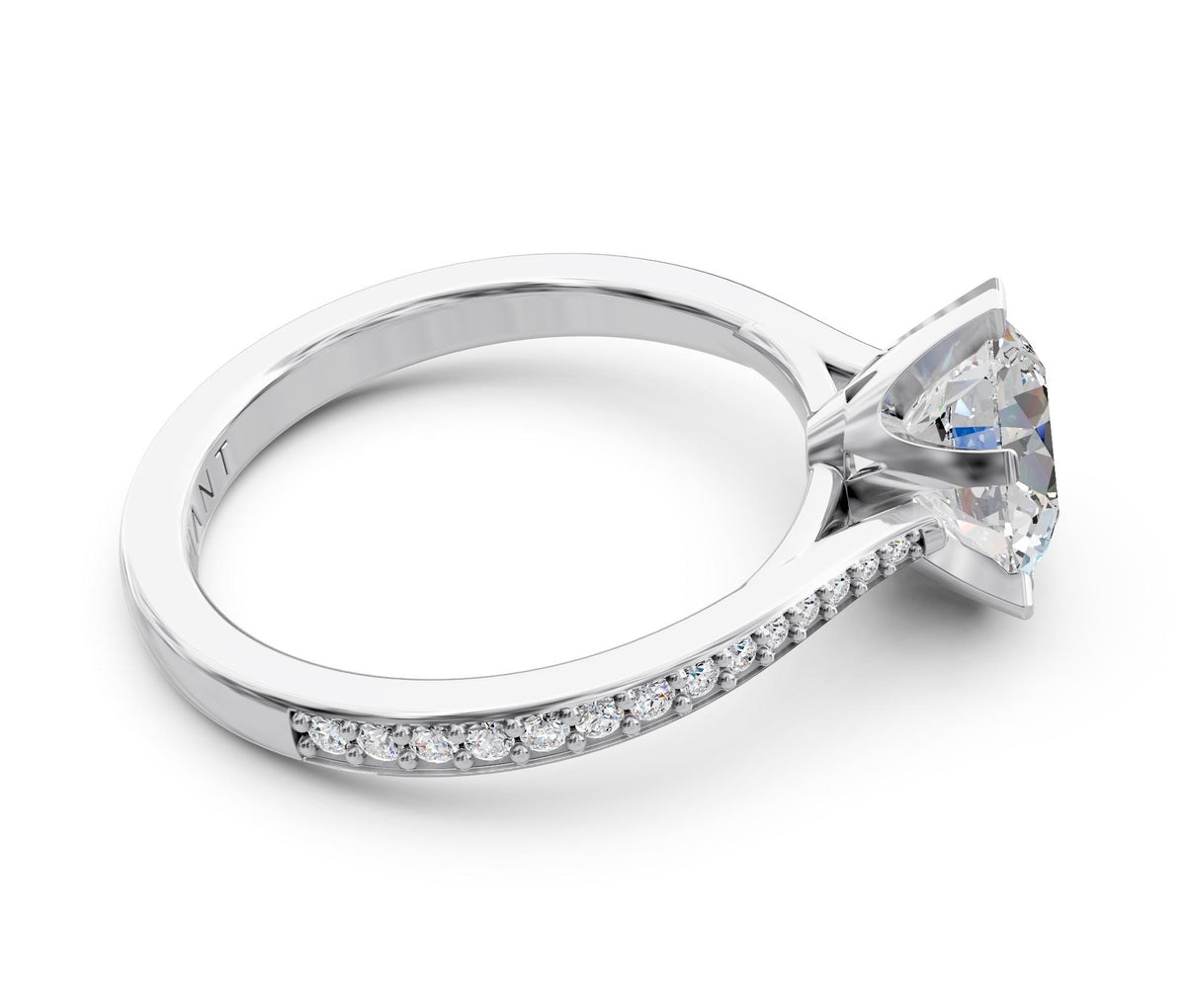 Estelle French Pavé engagement ring in 14k white gold