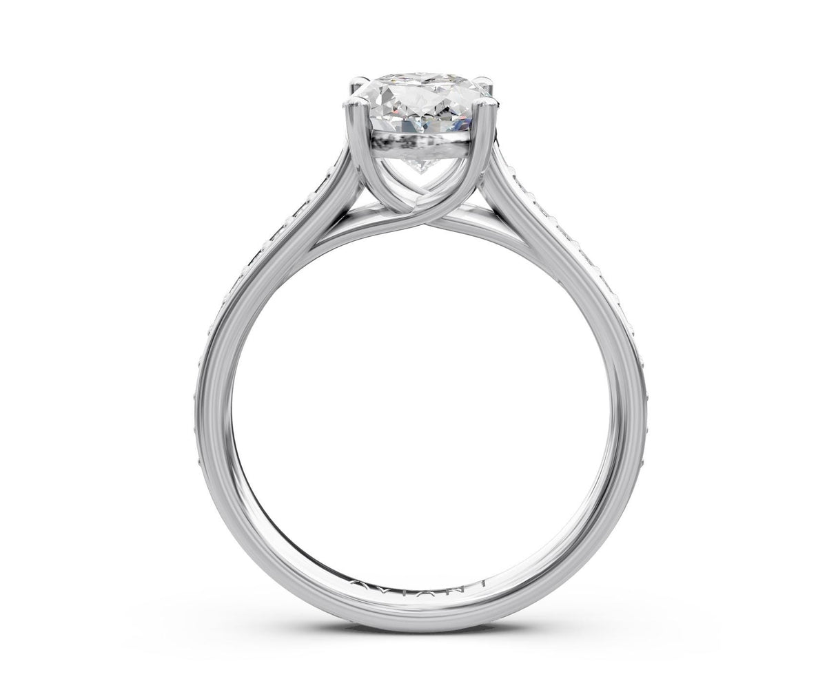 Sabrina French Pavé engagement ring in 14k white gold