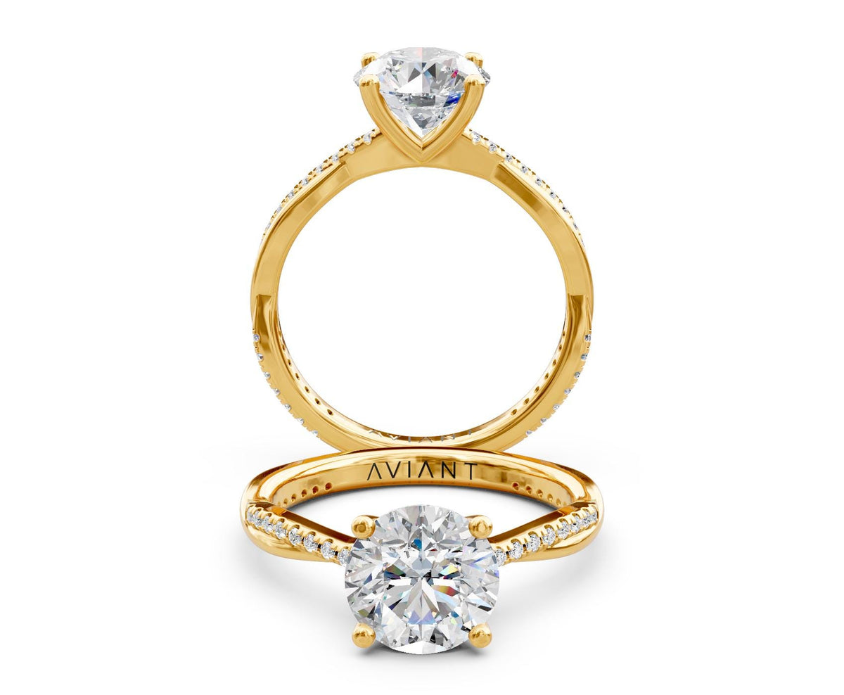 Daphne French Pavé engagement ring in 14k yellow gold