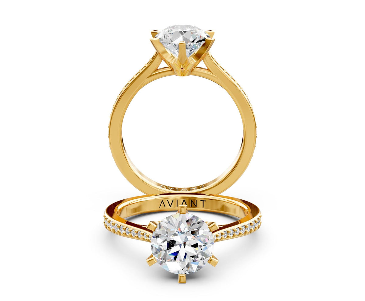 Estelle French Pavé engagement ring in 14k yellow gold