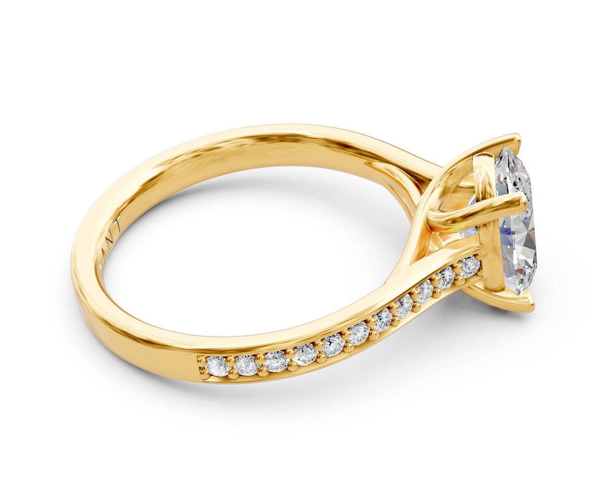 Sabrina French Pavé engagement ring in 14k yellow gold
