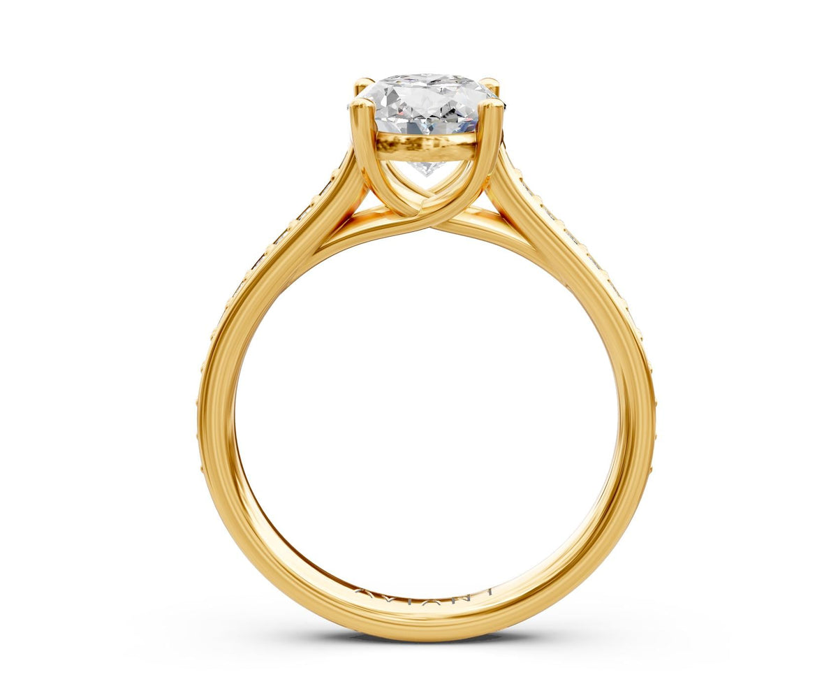 Sabrina French Pavé engagement ring in 14k yellow gold